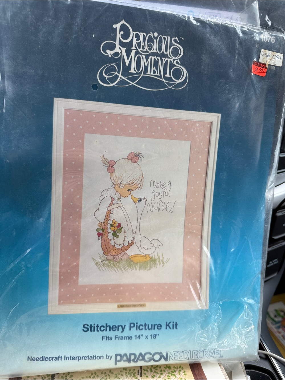 Precious Moments Pink and Pastel Girl with Goose Stitchery Kit